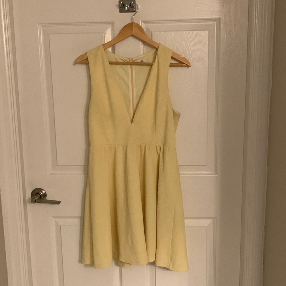 Urban Outfitters Pale Yellow Deep V Womens Dress - Large